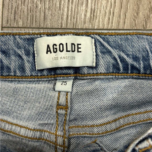 AGOLDE Women’s Sz 25 Jeans Nico High Rise Slim Distressed Denim Blue Button Fly - Picture 8 of 15